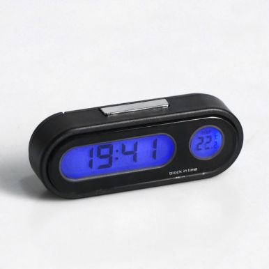 Часы-термометр автомобильные с подсветкой, черные