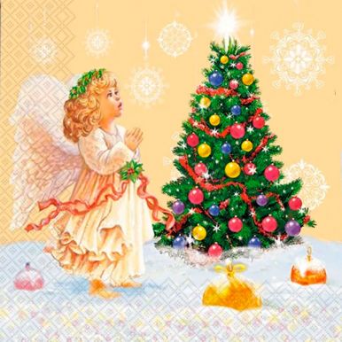 BGREEN салфетки столовые рождественский ангел 2023 3сл. 33*33см 20шт