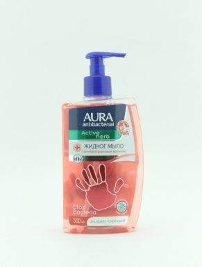 AURA Antibacterial Жидкое мыло с антибактериальным эффектом Active Herb Шалфей и грейпфрут, флакон с дозатором