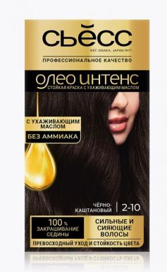 Syoss Стойкая краска для волос Oleo Intense, 2-10 Чёрно-каштановый, с ухаживающим маслом без амиака, 115 мл