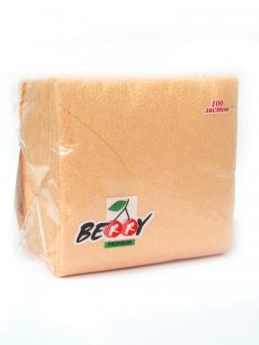 BERRY салфетки Премиум 24x24 см 100 шт, 1 слойные, цвет: персиковый