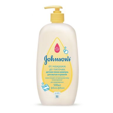 J&J Johnsons Baby пенка-шампунь от макушки до пяток, 500 мл