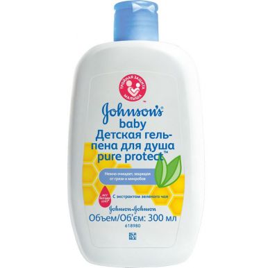 J&J Johnsons Baby гель-пена для душа Pure Protect, 300 мл