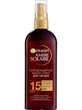 Garnier Ambre Solaire солнцезащитное масло-спрей для загара, водостойкое, с маслом Карите, SPF 15, 150 мл