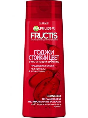 Garnier Fructis шампунь Стойкий цвет, укрепляющий, для окрашенных или мелированных волос, с маслом Льна и Ягодами Асаи, 400 мл