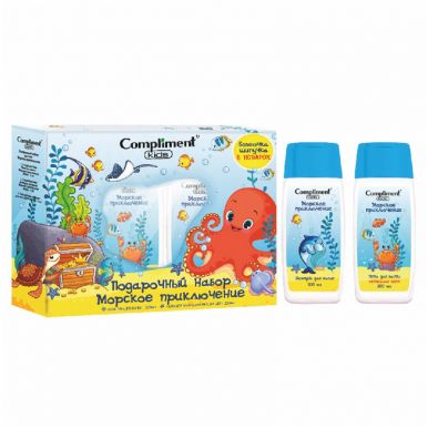 COMPLIMENT Кids набор подарочный детский морское приключение пена д/ванн 200мл+шампунь д/волос 200мл