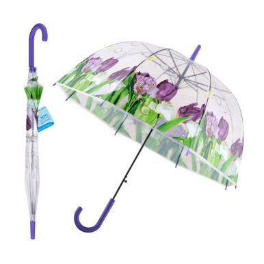 Зонт полуавтомат дизайн фиолетовый букет FX24-36
