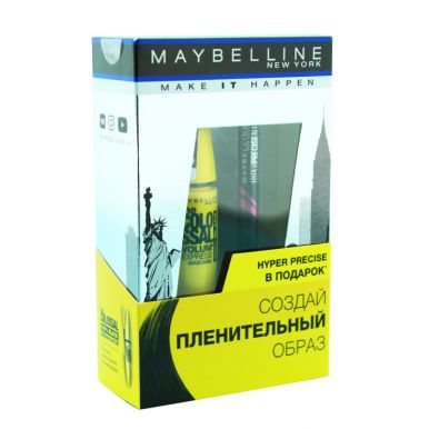 Набор Maybelline (тушь для ресниц Volum`Express Colossal 100% Black + лайнер Master Precise)