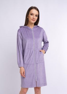 CLEVER халат женский LX12-981 фиолетовый-молочный р.170-44/S