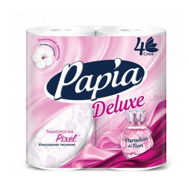 PAPIA Deluxe бумага туалетная парадизо фиори 4сл. 4рулона