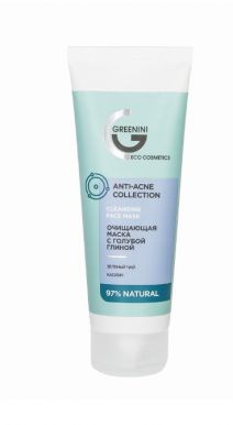 GREENINI маска д/лица очищающая с голубой глиной anti acne collection 75мл