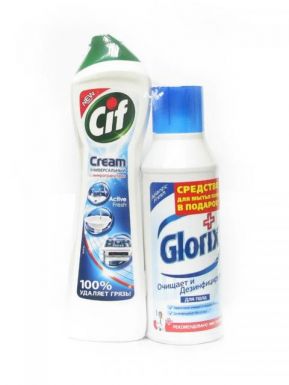 промо CIF Крем чист. 500мл Normal/Active Fresh(белый) + d GLORIX чистящее ср-во д/пола 500мл