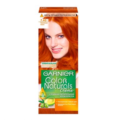 Garnier стойкая питательная крем-краска для волос Color Naturals, тон 7.40 Пленит.медн