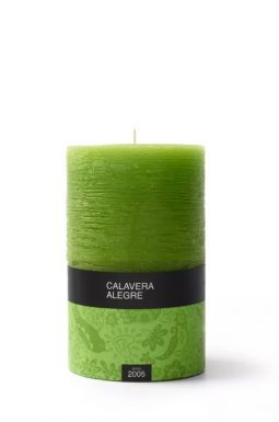 CALAVERA ALEGRE свеча столбик оливковый 6,6*10см