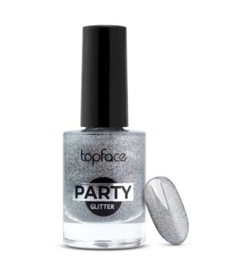 Topface Лак для ногтей Party Glitter Nail, тон 104, серебристый, 9 мл