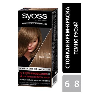 Syoss Стойкая крем-краска для волос Color, 6-8 Темно-русый, 115 мл