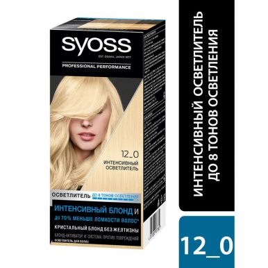 Syoss Осветлитель для волос, 12-0 Интенсивный, без желтизны, 115 мл + 20 г