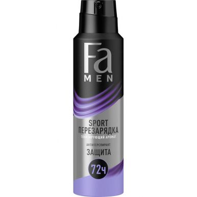 Fa Аэрозоль дезодорант мужской Sport Перезарядка, тонизирующий аромат, 72 ч, 150 мл
