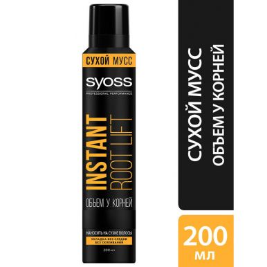 Syoss Сухой мусс для укладки волос Instant Root lift, укладка без следов, без склеивания, свежесть и легкость, мгновенный объём, 200 мл
