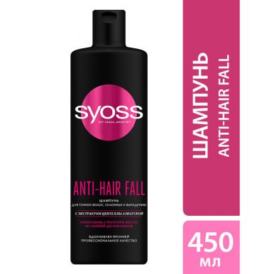 Syoss Шампунь Anti-Hair Fall, для тонких волос, склонных к выпадению, укрепление волос, 450 мл