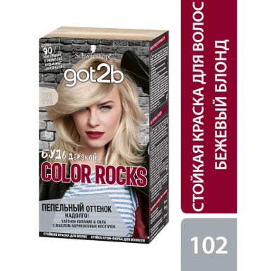Got2b Краска для волос Color Rocks, тон 102, Бежевый блонд, пепельный оттенок надолго, питание и сила, 142,5 мл