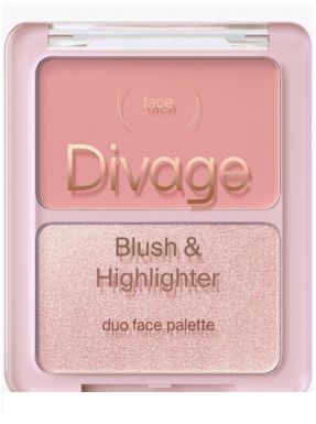 DIVAGE палетка д/лица blush&highlighter duo face palette т.02