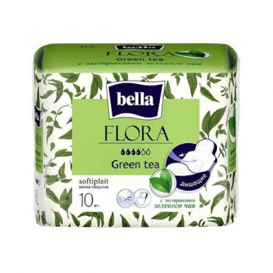 BELLA Flora прокладки впитывающие с экстрактом зеленого чая 10шт