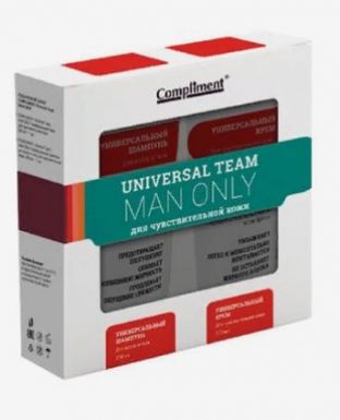 COMPLIMENT набор подарочный муж. universal team man only №1291: шампунь д/волос, крем универсальный