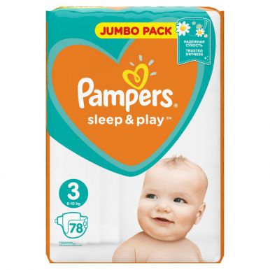 PAMPERS 3 Подгузники Sleep & Play Midi, 6-10 кг, Упаковка 78 шт