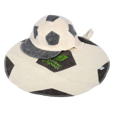 Банные штучки Набор для бани шапка Футбольный мяч, коврик Футбольный Мяч, войлок, артикул: 41126