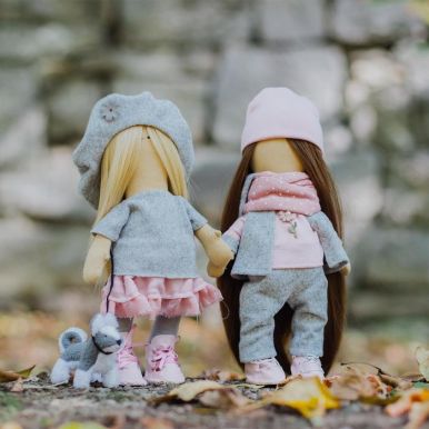 Интерьерные куклы «Подружки Вики и Ники- на прогулку» набор для шитья, 15,6*22.4* 5.2 см    47167