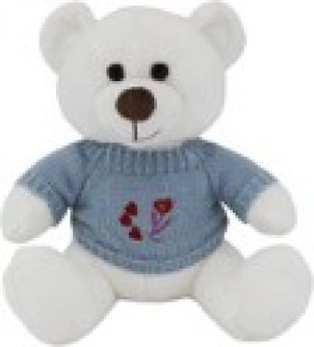 Игрушка мягкая медведь в свитере сидит цв.белый 15*16*23см BH5622