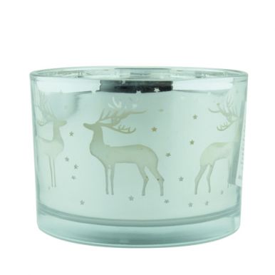 420200390 Свечи парафиновые декоративные, залитые в стеклянный стакан с рождественским принтом, разм