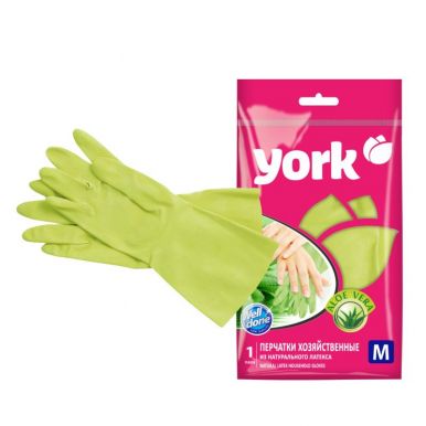 YORK перчатки резиновые с экстрактом алоэ р.M