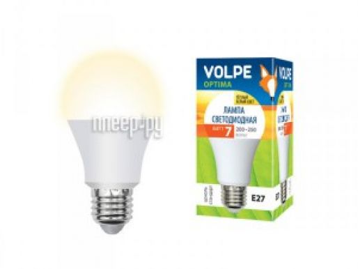 Лампа VOLPE Optima светодиодная матовая LED-A60-7W/WW/E27/FR/O.  Форма "A", картон