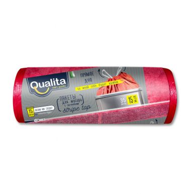 Qualita пакеты для мусора 35л, 15 шт с затяжками
