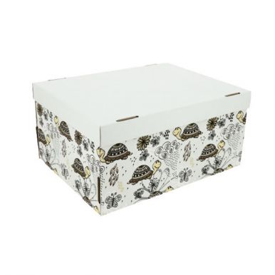 Коробка для хранения 370x280x180 см, белый/бурый, Черепашки, артикул: Д20104/№2