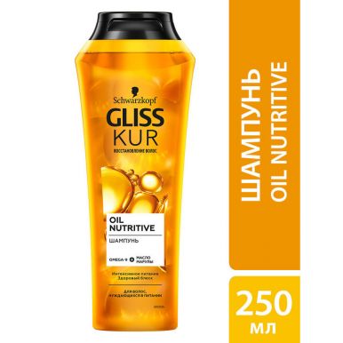 Gliss Kur Шампунь Oil Nutritive, для секущихся волос, питание и здоровый блеск, 250 мл
