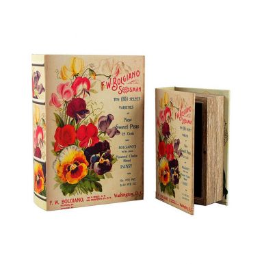 184299 Набор шкатулок-фолиантов "Летние цветы" из 2-х шт. 22*16*7см (уп.1/12наб.)