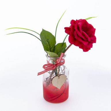 Композиция цветочная красная роза 24см 90417/24