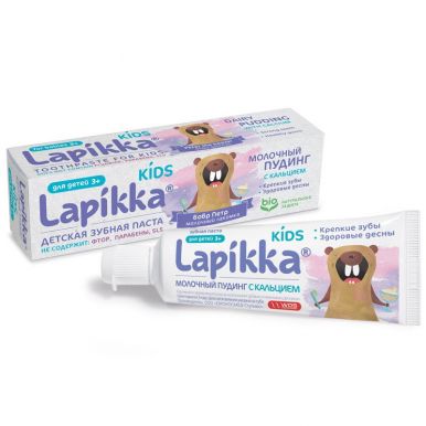 Lapikka Kids зубная паста Молочный пудинг с кальцием, 45 г
