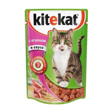 Корм для кошек Китекет ягненок в соусе, 85 г