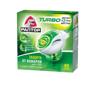 RAPTOR комплект от комаров: прибор turbo, жидкость turbo на 40 ночей/24