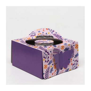 Коробка подарочная дизайн бабочки цвет сиреневый 21*21*12см 6533803