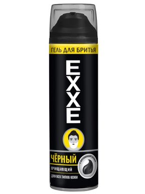 Exxe гель для бритья черный для всех типов кожи с Активным Углем, 200 мл
