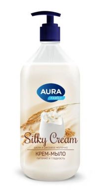 AURA крем-мыло шелк и рисовое молочко silky cream 1л