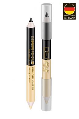 Demini карандаш для бровей двойной Eyebrow Pencil and Highlighter №2, карандаш черный + золотистый
