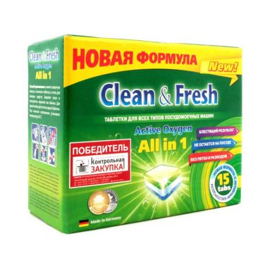 CLEAN&FRESH таблетки д/пмм 5в1 15шт