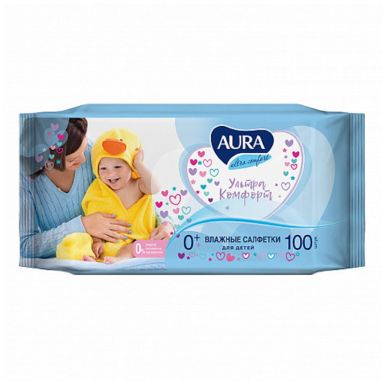 Aura влажные салфетки для детей Ultra Comfort, 100 шт