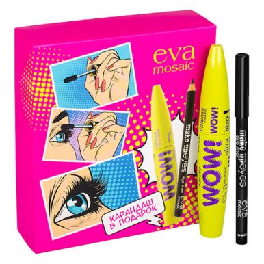 EVA MOSAIC набор тушь wow + карандаш make up eyes